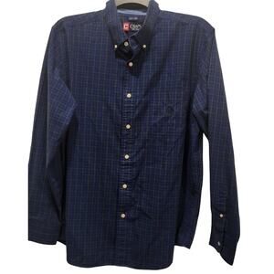 Chaps Mens XL Button Down Blue Plaid Long Sleeve Shirt